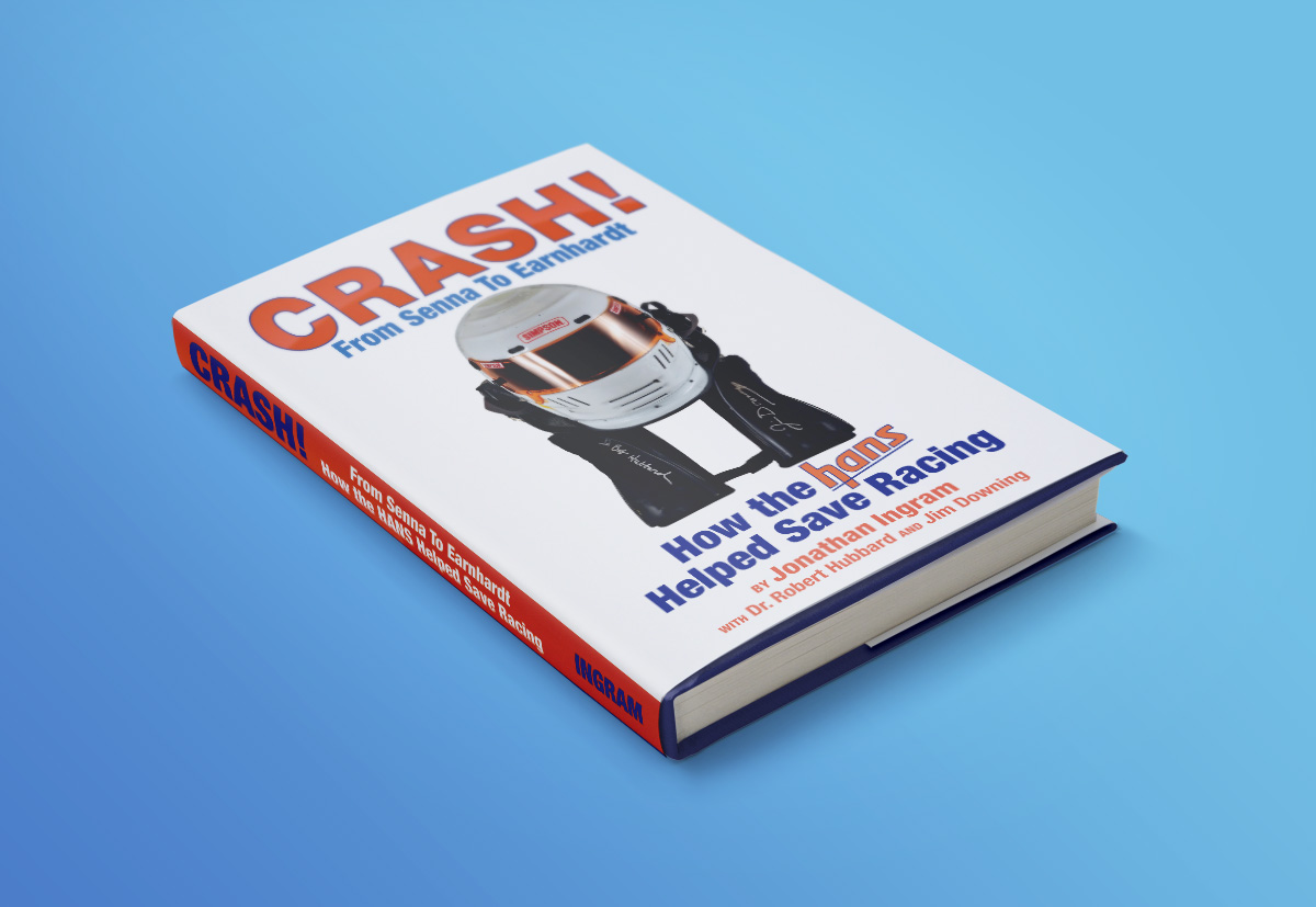 crash_dust-jacket1 Crash! book jacket featuring prototype HANS device