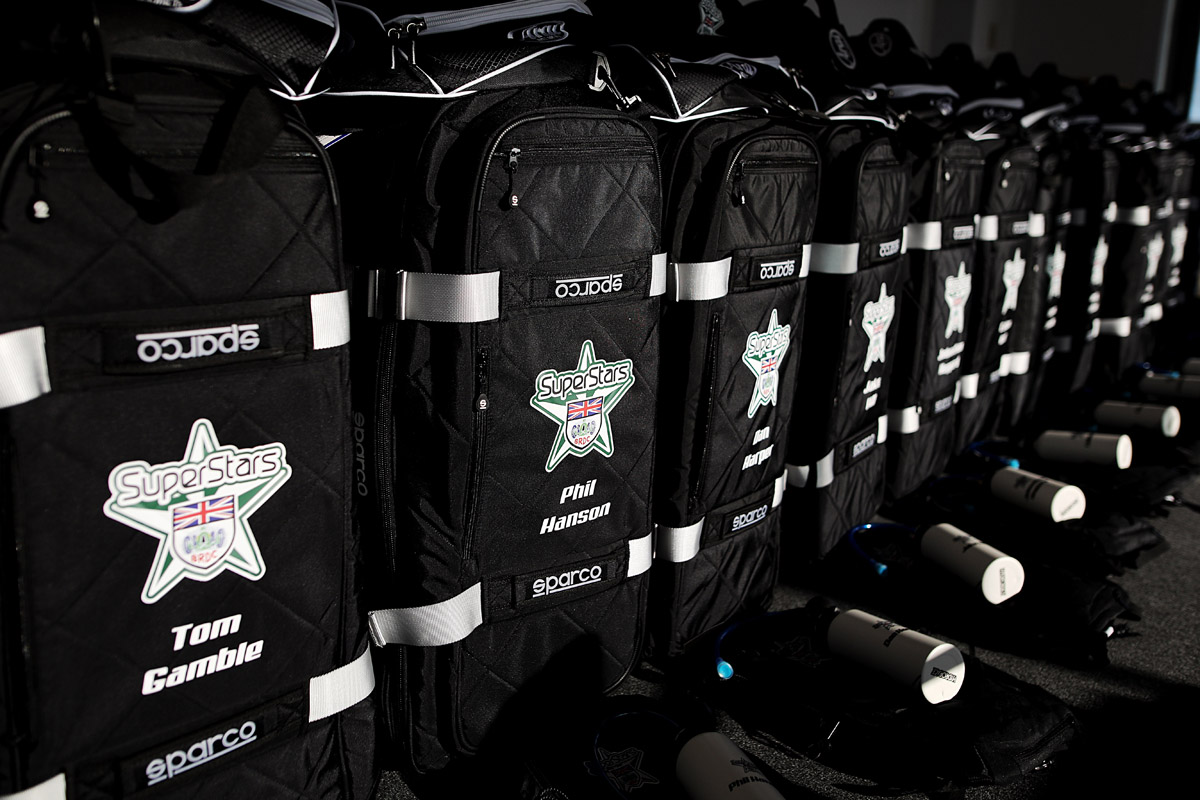 superstars3 A row of backpacks adorned with the BRDC SuperStars badge