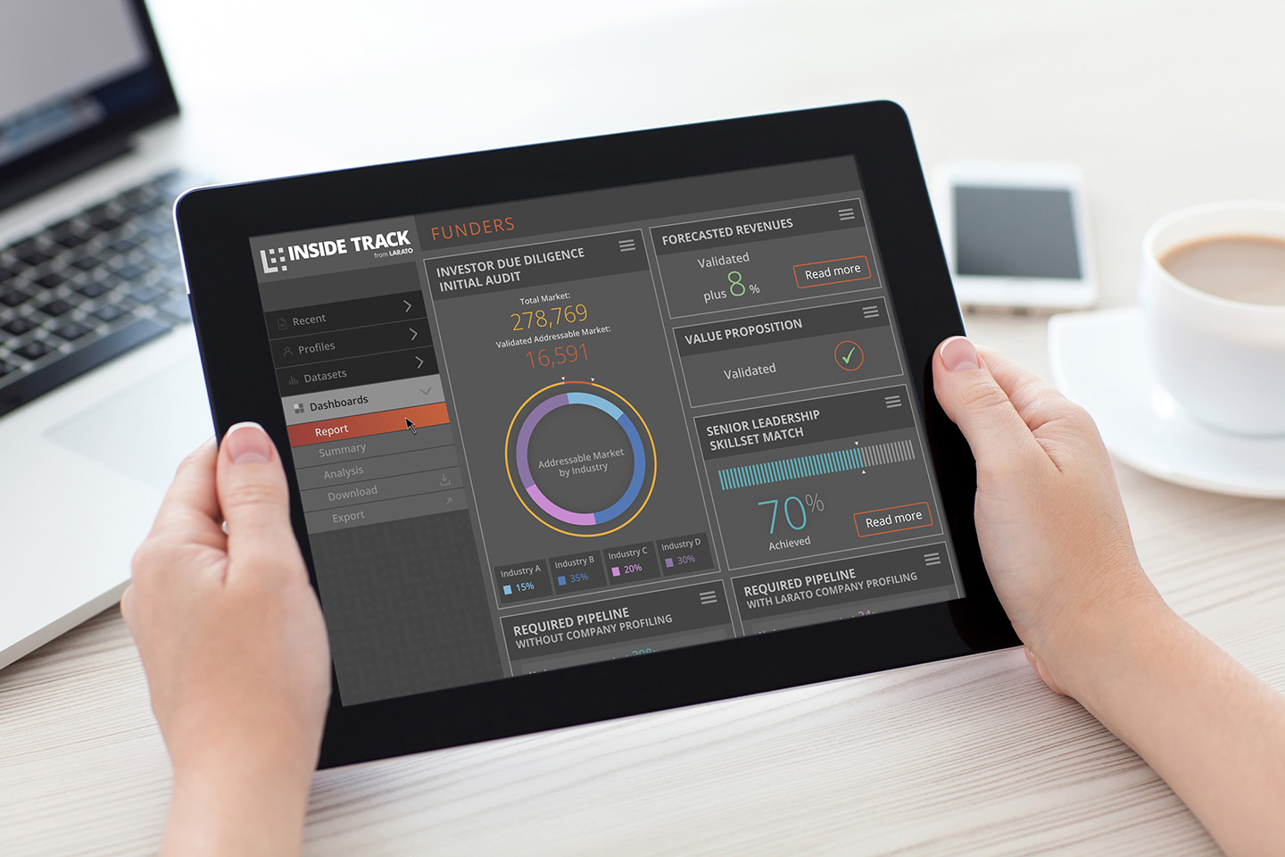 Larato | Product dashboard on iPad Larato | Product dashboard on iPad
